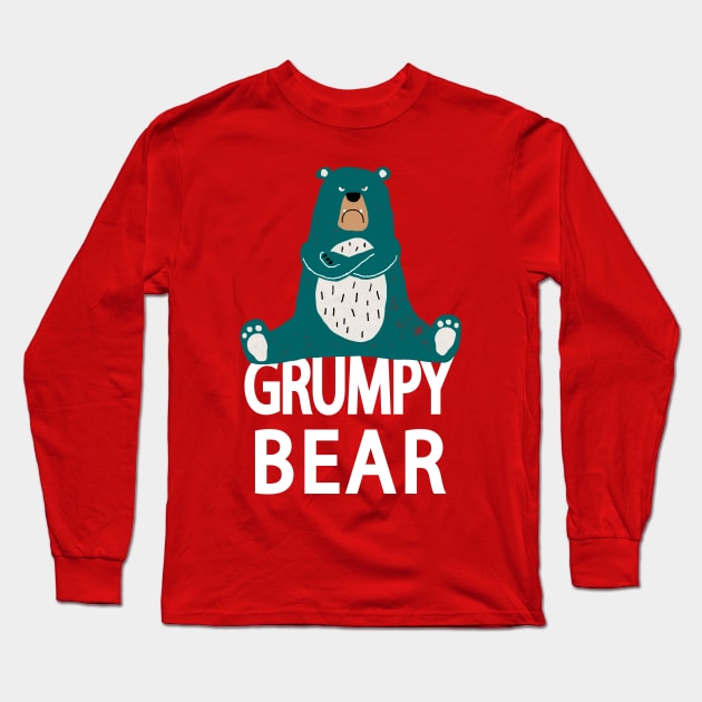 Grumpy Bear Long Sleeve T-Shirt by coryreid_illustration